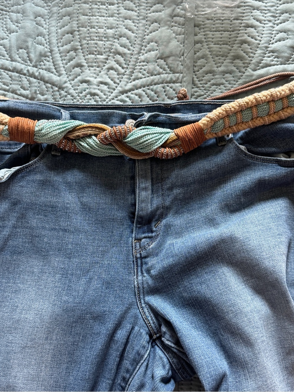 Braided Rope Belt in Turquoise and Brown - Picture 6 of 6